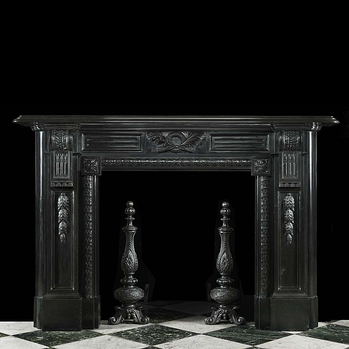 Antique Black Namur Marble Palladian manner Fireplace
