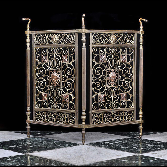 Rococo style antique brass fire screen    