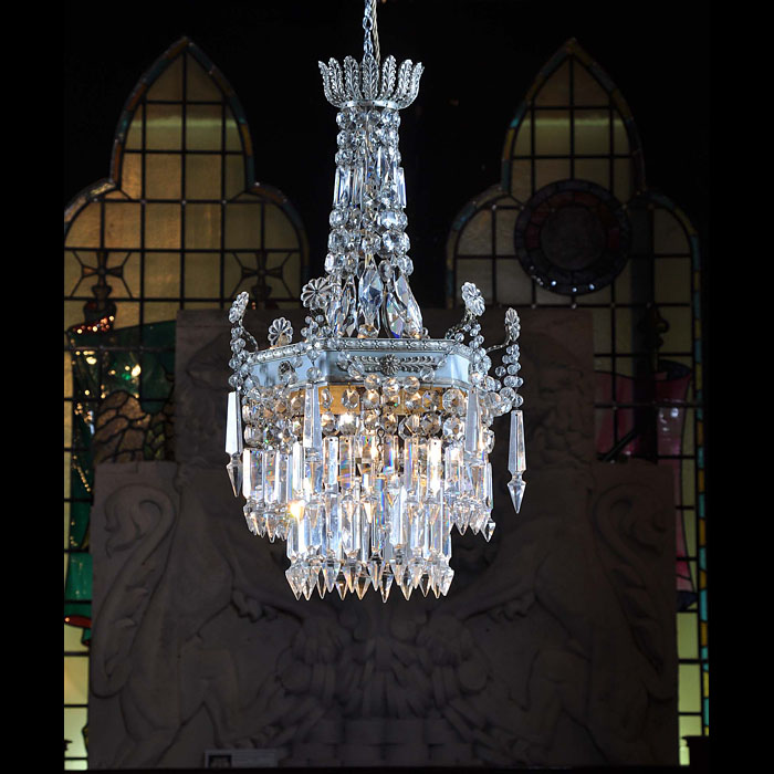  A small crystal Edwardian chandelier   