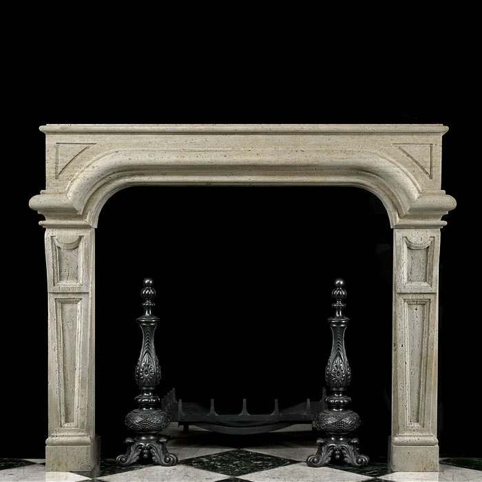Italian Baroque Revival Stone Fireplace 
