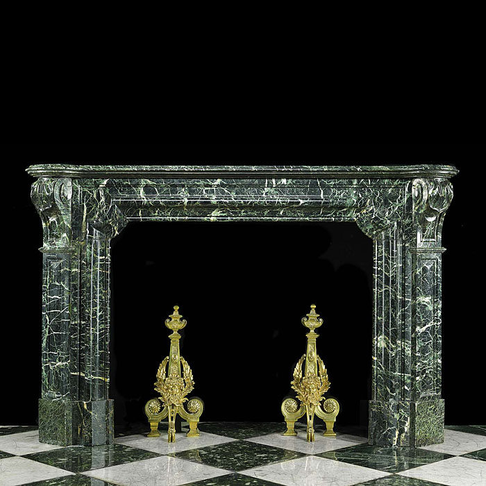 Antique Green Marble Bolection Louis XIV French Chimneypiece 
