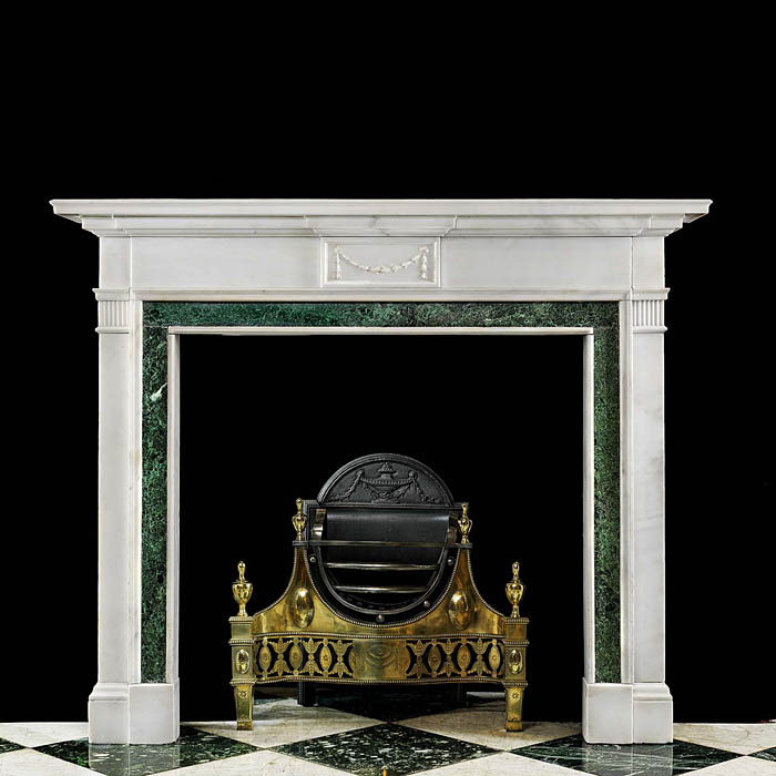 Antique White English Marble Neo Classical Chimneypiece with Marble Slips 


