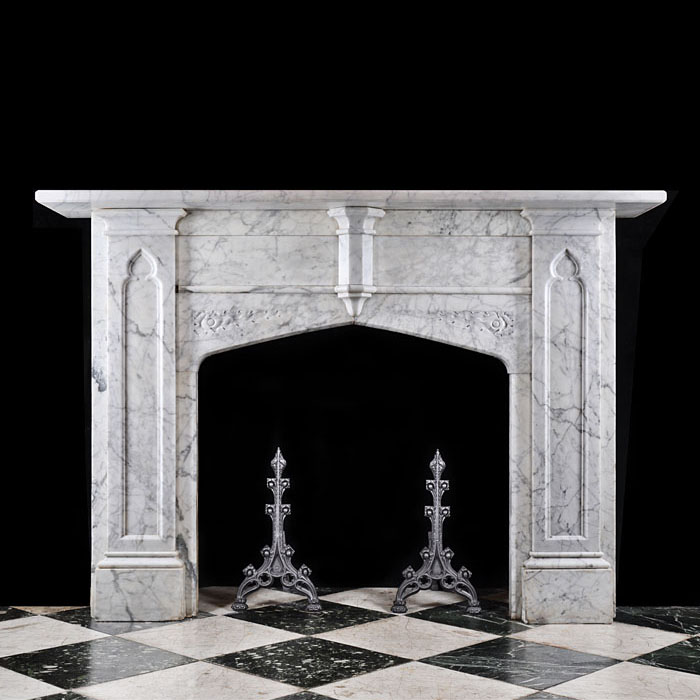 English Marble Gothic Revival Chimneypiece
