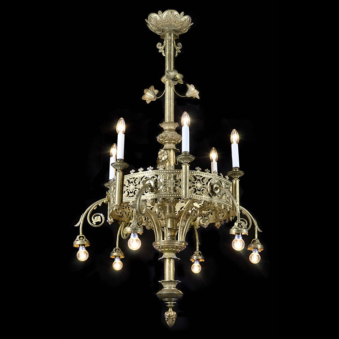  A twelve light Gothic Revival Victorian chandelier   