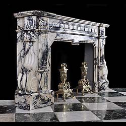 A large Baroque Chimneypiece in Blue veined Pavonazzo Marble
