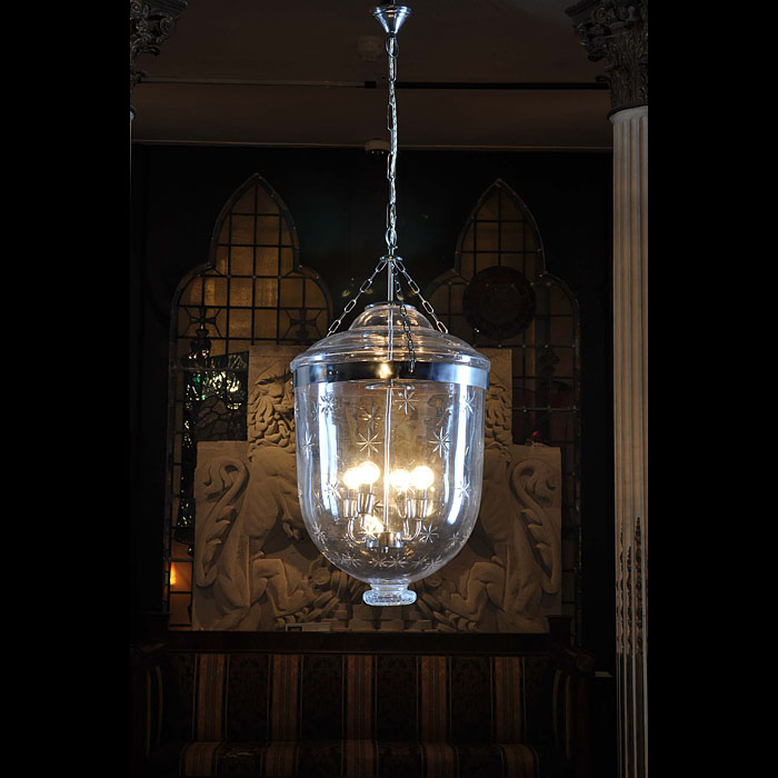 Regency style large etched ceiling light    