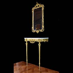 Gilt brass Louis XVI console table and mirror    