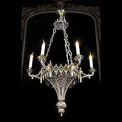  Hexagonal Gothic Revival brass antique chandelier   