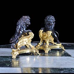 A pair of Antique Louis XVI bronze Chenets
