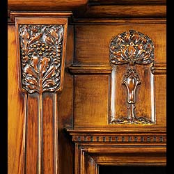 Antique Cast Iron Wood effect Art Nouveau English Chimneypiece 
