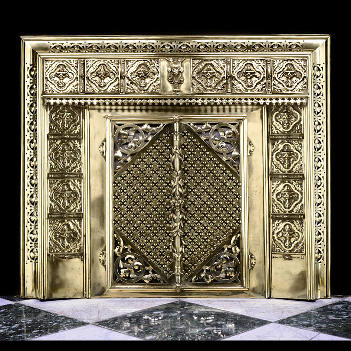 A Large French Brass Antique Register Grate