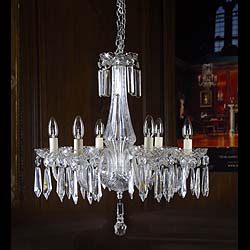A six branch cut crystal Waterford Chandelier.