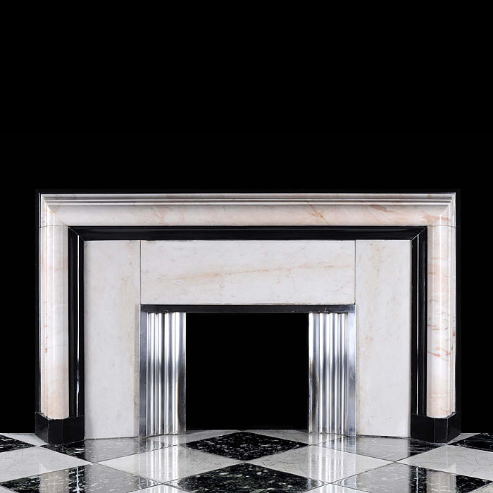 An Art Deco white and Belgian Black marble Fireplace    