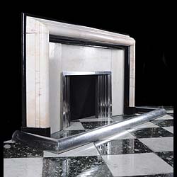 An Art Deco white and Belgian Black marble Fireplace    