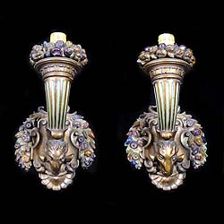 A Pair of Baroque Style Wooden Wall Sconces