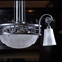 One of three antique Art Deco ceiling lights 
