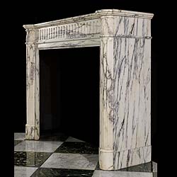 A Louis XVI Arabascato Marble Fireplace
