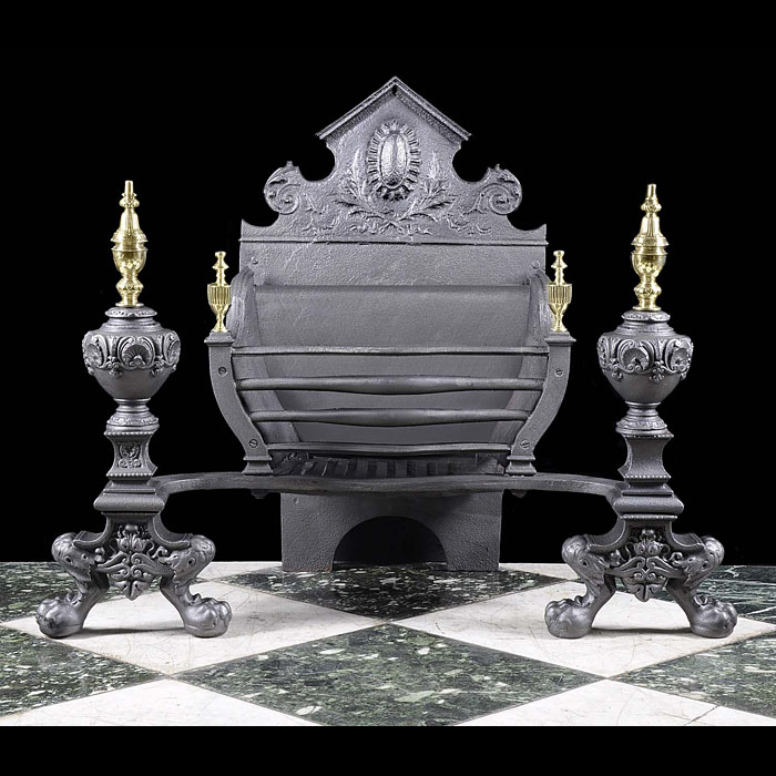 A Baroque Style Cast Iron Fire Basket 
