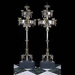 A Large Pair of Gothic Revival Candelabra