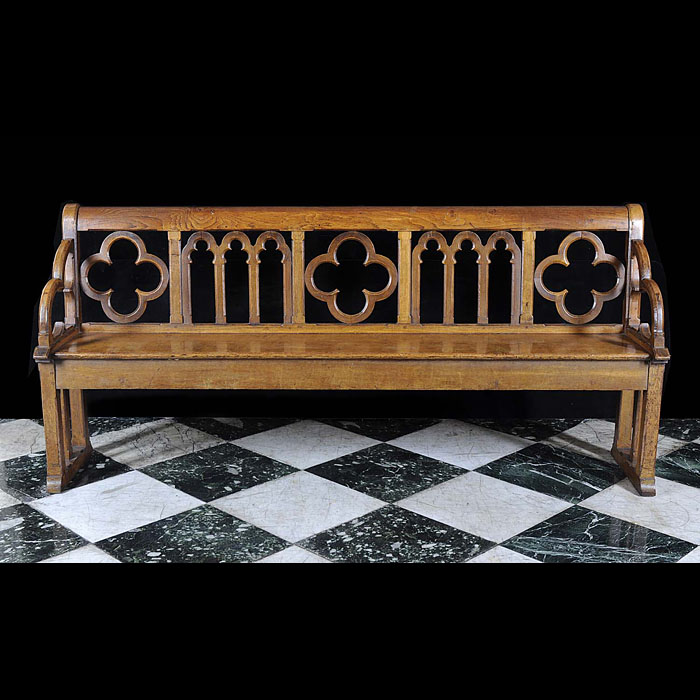 Pugin style antique oak church bench    
