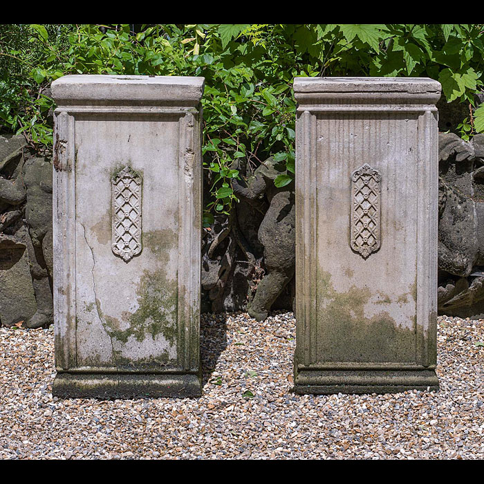 A Pair of Composition Stone Garden Plinths