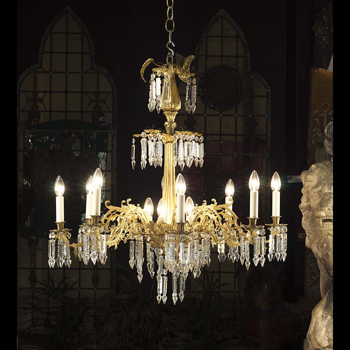 An Eight Light Antique Crystal Chandelier