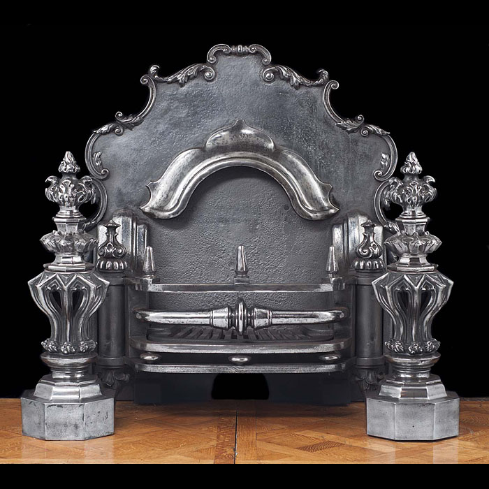 A Massive Italian Baroque style cast iron Antique Fire Grate