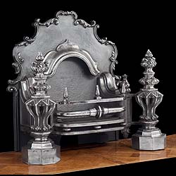 A Massive Italian Baroque style cast iron Antique Fire Grate