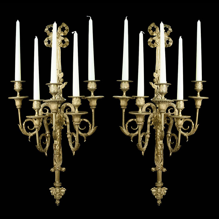 George III style pair of five branch Victorian wall lights    