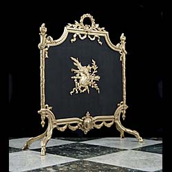  Bagpipes and trumpets Rococo Revival Fire Screen   