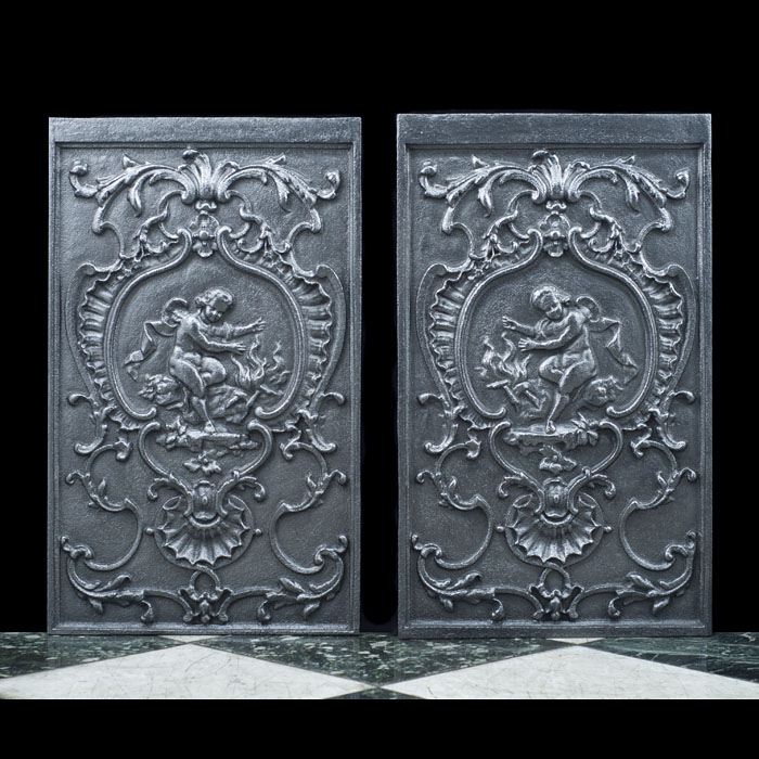 A Pair of French Cast Iron Fireplace Panels