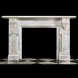An Antique Old English Marble Reformed Gothic Fireplace Surround