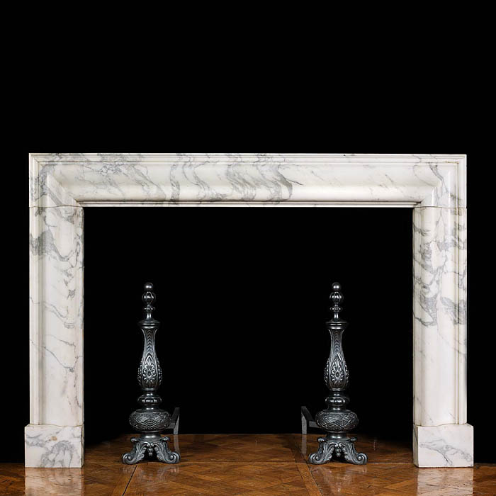 A large Antique Baroque style Bolection Carrara Marble Fireplace Surround