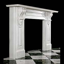 A large Antique Bianco Pi marble Fireplace Surround.