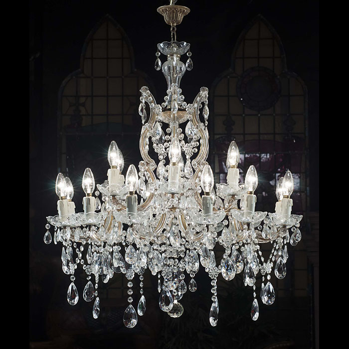 A fine pair of large 20th century cut glass chandeliers