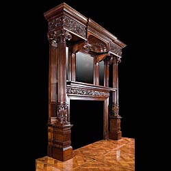 A Renaissance style antique Victorian mahogany Fireplace Surround 