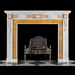 A large Georgian style Statuary & Sienna Marble Antique Chimneypiece 
