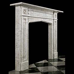 An Antique Old English Marble Gothic style Fireplace Mantel