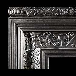 An attractive cast iron 1867 fireplace surround