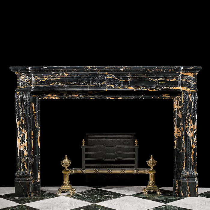 A Louis XVI style Portoro Marble antique Fireplace Surround 