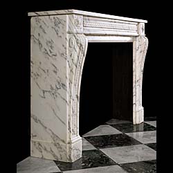 An Antique Louis XVI Statuary Marble Cheminee Fireplace Surround