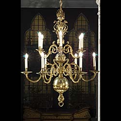 An English Baroque Style Brass Chandelier 