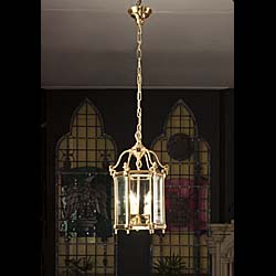 A 20th century hexagonal brass Hall Lantern 