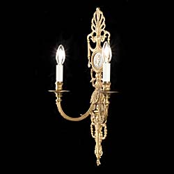 A Pair of Twin Branch Bronze Wall Lights