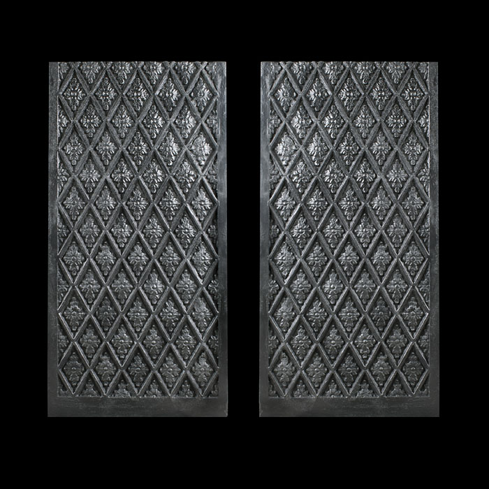 A Pair of Cross Hatched Fireplace Panels