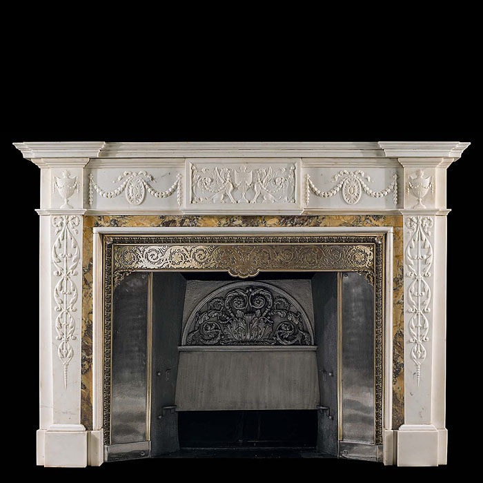 An Antique Georgian style statuary & siena marble fireplace surround