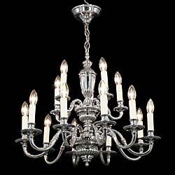 A pair of 20th century nickel plated brass chandeliers in two sets    
