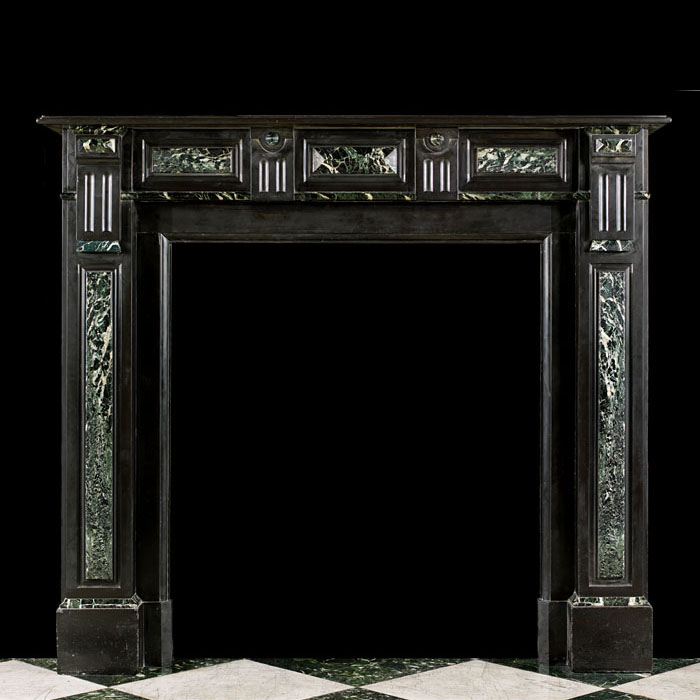 Small Belgian Black Marble Antique Fireplace