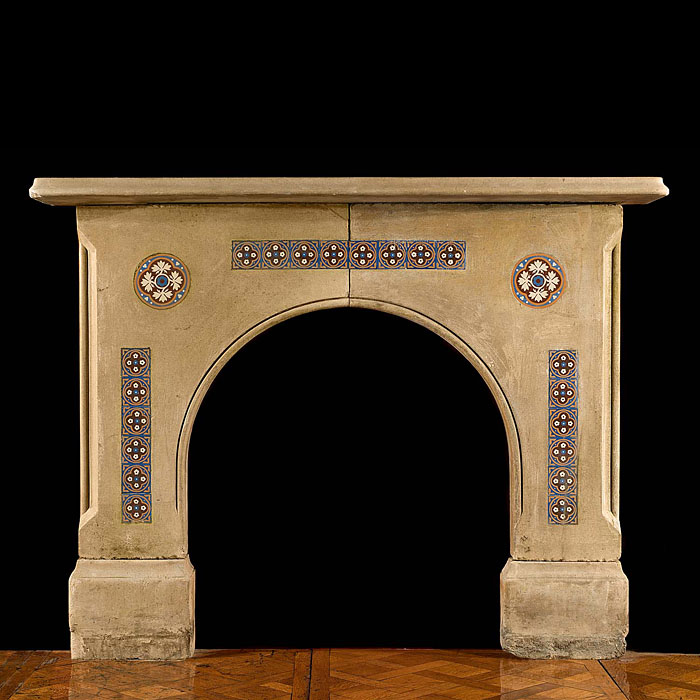 A Victorian Arched Antique Stone Fireplace