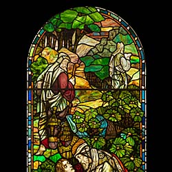 A very fine illustrative antique stained glass window  